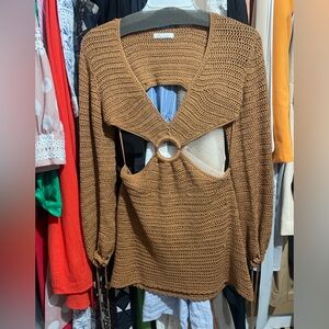 Crochet cut out mini dress